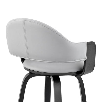 Armen Living - Daxton 30in Gray Faux Leather and Black Wood Bar Stool - LCDXBABLGR30 veiw 7
