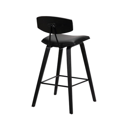 Armen Living - Fox 25.5in Counter Height Grey Faux Leather and Black Wood Mid-Century Modern Bar Stool - LCFOBABLGR26 veiw 4