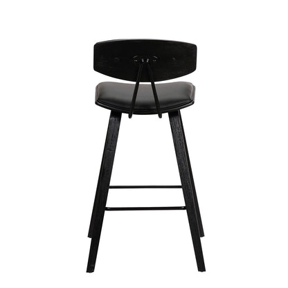 Armen Living - Fox 25.5in Counter Height Grey Faux Leather and Black Wood Mid-Century Modern Bar Stool - LCFOBABLGR26 veiw 5