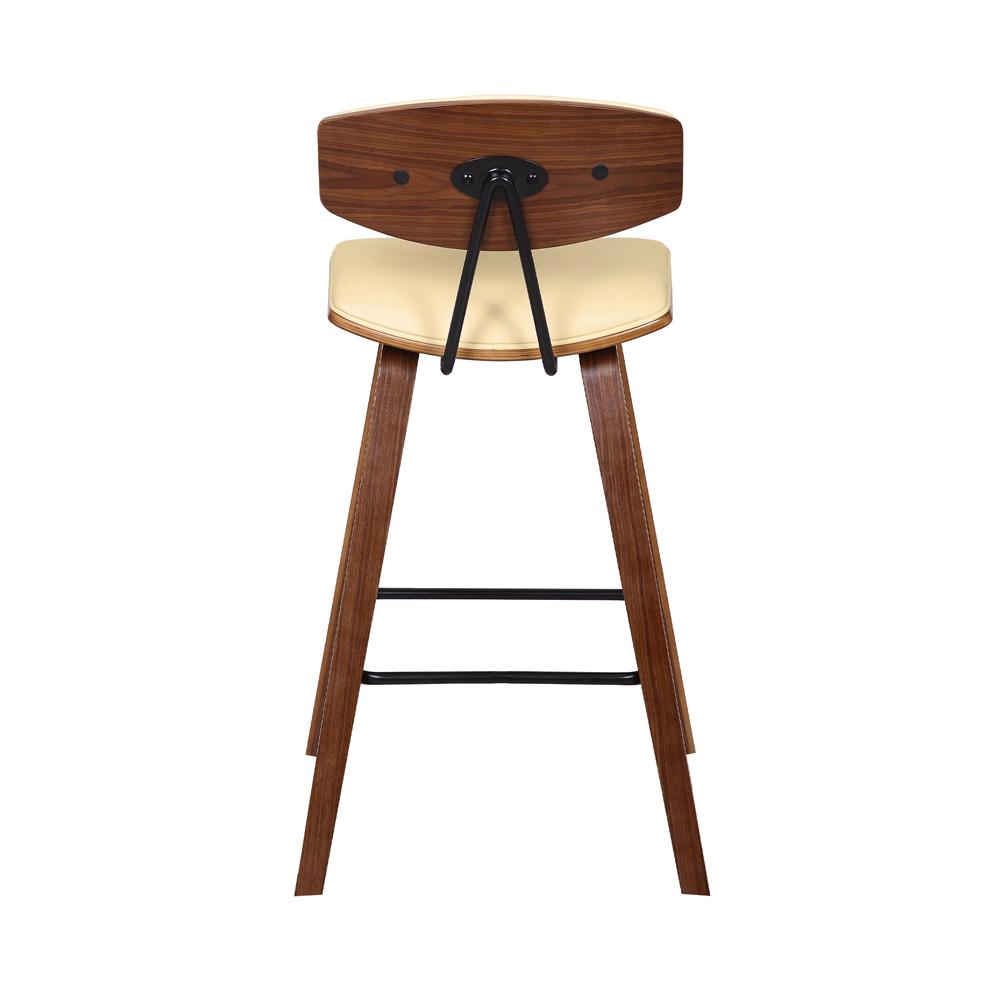 Armen Living - Fox 25.5in Counter Height Cream Faux Leather and Walnut Wood Mid-Century Modern Bar Stool - LCFOBAWACR26 veiw 5