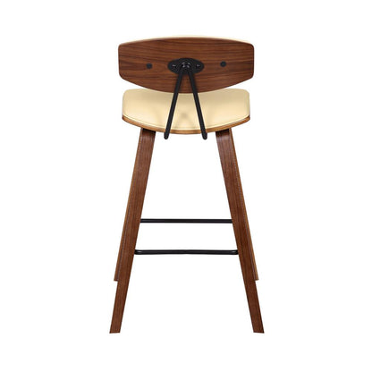 Armen Living - Fox 25.5in Counter Height Cream Faux Leather and Walnut Wood Mid-Century Modern Bar Stool - LCFOBAWACR26 veiw 5