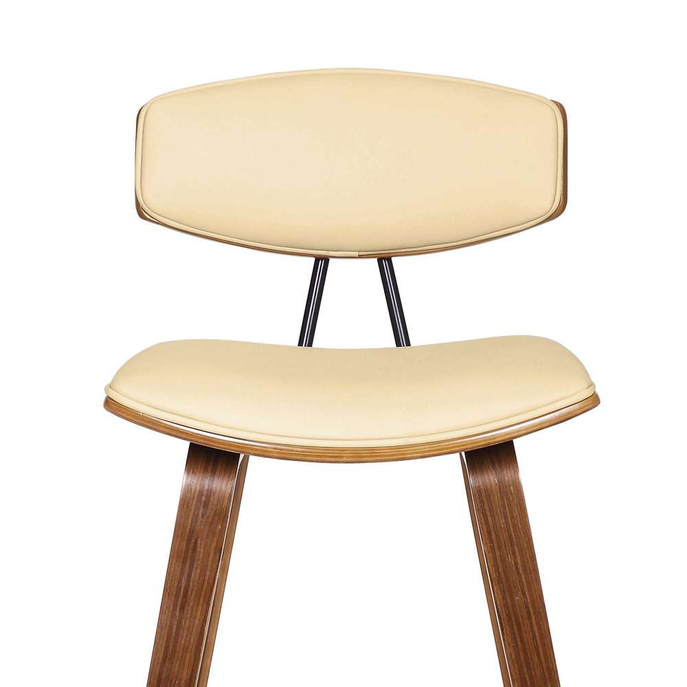 Armen Living - Fox 25.5in Counter Height Cream Faux Leather and Walnut Wood Mid-Century Modern Bar Stool - LCFOBAWACR26 veiw 7