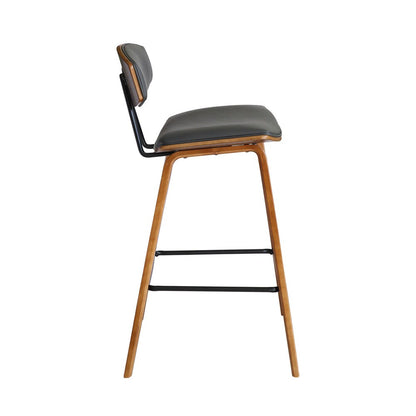 Armen Living - Fox 25.5in Counter Height Grey Faux Leather and Walnut Wood Mid-Century Modern Bar Stool - LCFOBAWAGR26 veiw 3