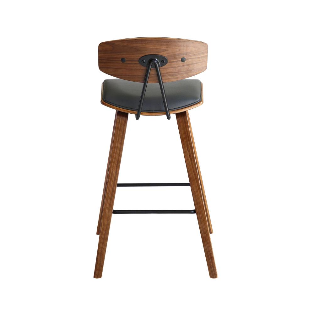 Armen Living - Fox 25.5in Counter Height Grey Faux Leather and Walnut Wood Mid-Century Modern Bar Stool - LCFOBAWAGR26 veiw 5