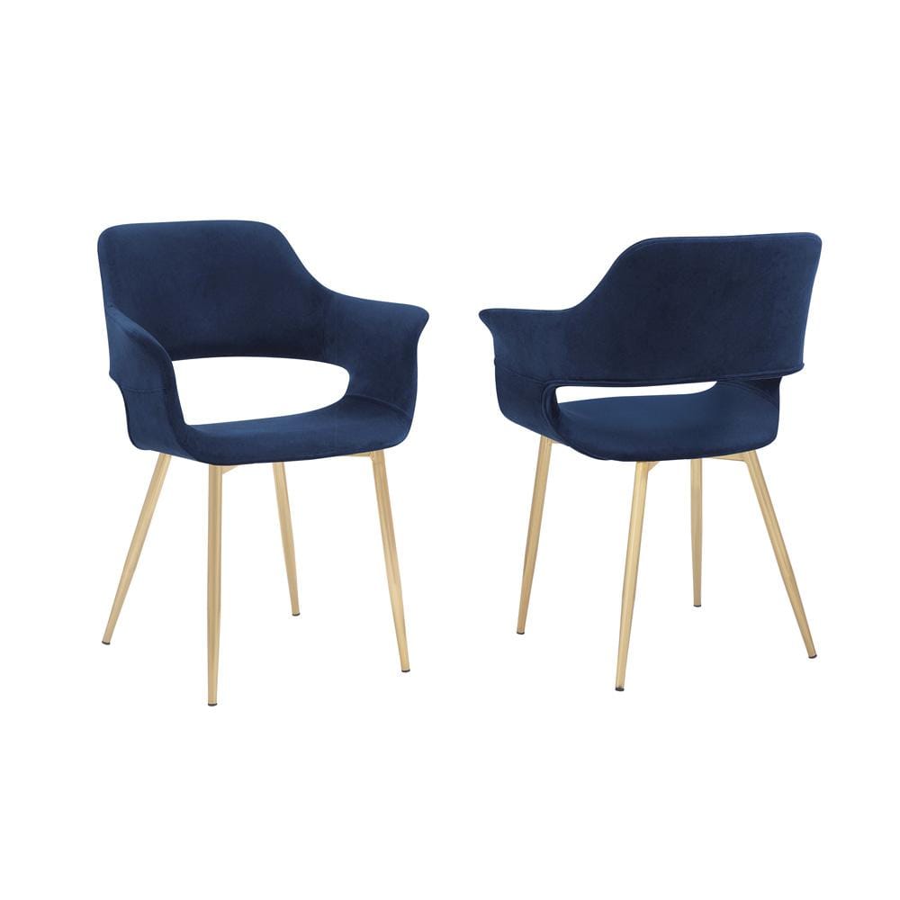 Armen Living - Gigi Blue Velvet Dining Room Chair with Gold Metal Legs (Set of 2) - LCGICHBLUE veiw 1