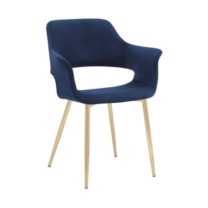 Armen Living - Gigi Blue Velvet Dining Room Chair with Gold Metal Legs (Set of 2) - LCGICHBLUE veiw 2