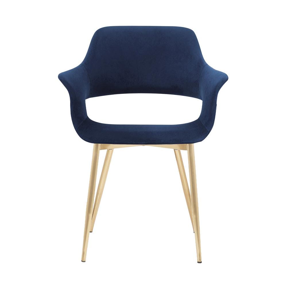 Armen Living - Gigi Blue Velvet Dining Room Chair with Gold Metal Legs (Set of 2) - LCGICHBLUE veiw 3
