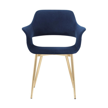 Armen Living - Gigi Blue Velvet Dining Room Chair with Gold Metal Legs (Set of 2) - LCGICHBLUE veiw 3