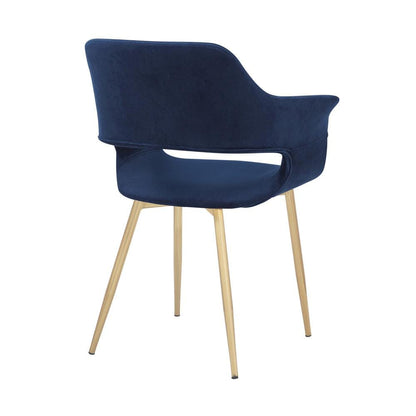 Armen Living - Gigi Blue Velvet Dining Room Chair with Gold Metal Legs (Set of 2) - LCGICHBLUE veiw 5