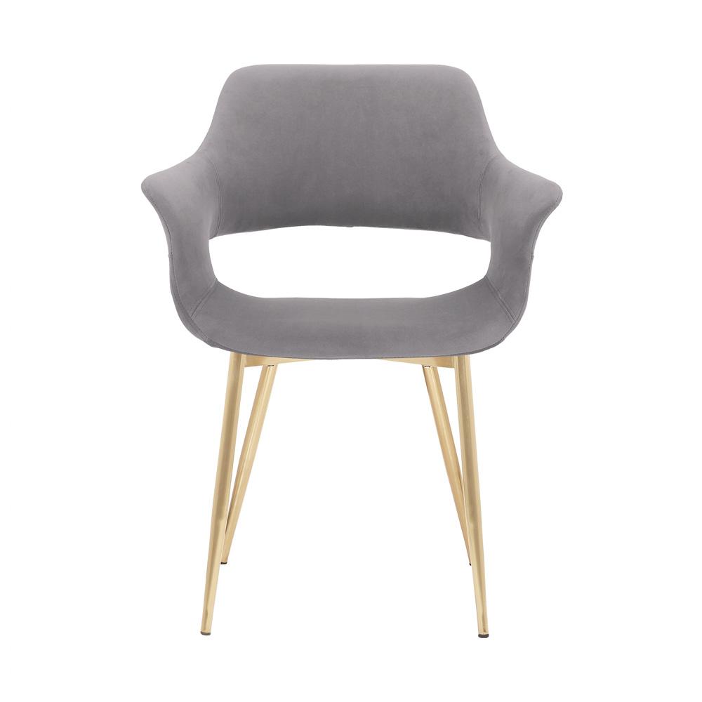 Armen Living Gigi Velvet Dining Room Chair with Gold Metal Legs