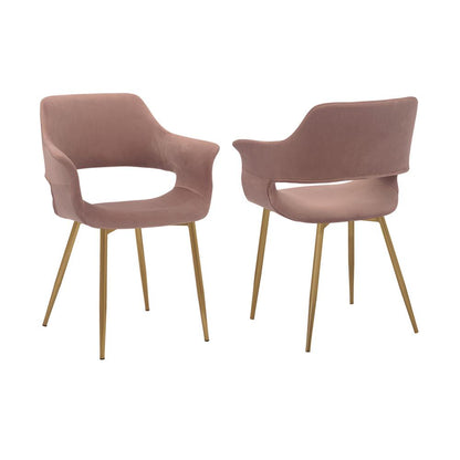 Armen Living - Gigi Pink Velvet Dining Room Chair with Gold Metal Legs (Set of 2) - LCGICHPINK veiw 1