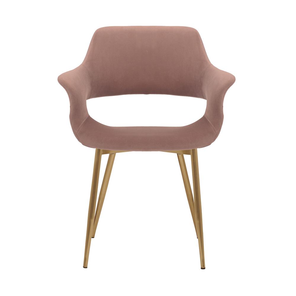 Armen Living Gigi Velvet Dining Room Chair with Gold Metal Legs - Thumbnail 2