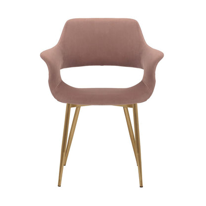 Armen Living - Gigi Pink Velvet Dining Room Chair with Gold Metal Legs (Set of 2) - LCGICHPINK veiw 3