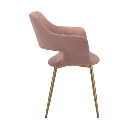 Armen Living - Gigi Pink Velvet Dining Room Chair with Gold Metal Legs (Set of 2) - LCGICHPINK veiw 4