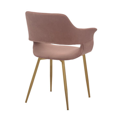 Armen Living - Gigi Pink Velvet Dining Room Chair with Gold Metal Legs (Set of 2) - LCGICHPINK veiw 5