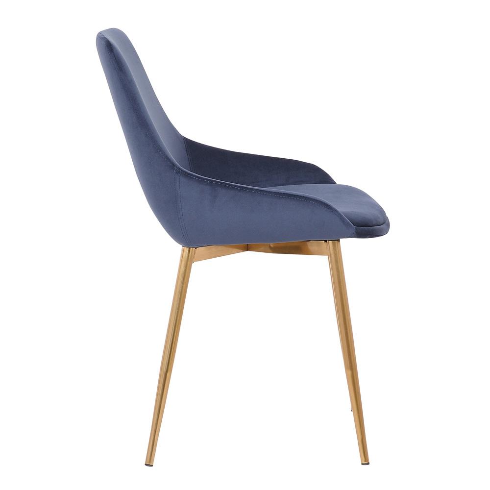 Armen Living - Heidi Blue Velvet Dining Accent Chair - LCHESIGLDBLU veiw 3