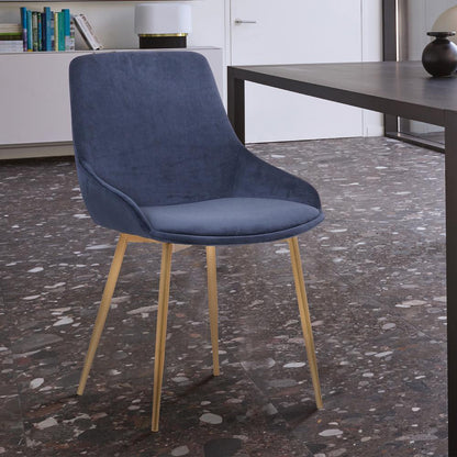 Armen Living - Heidi Blue Velvet Dining Accent Chair - LCHESIGLDBLU veiw 6
