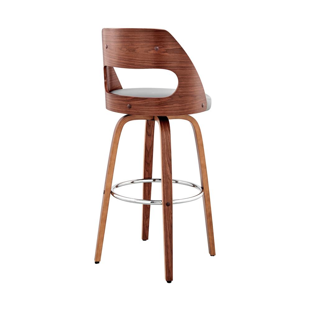 Armen Living - Julius 26in Gray Faux Leather and Walnut Wood Bar Stool - LCJUBAWAGR26 veiw 2