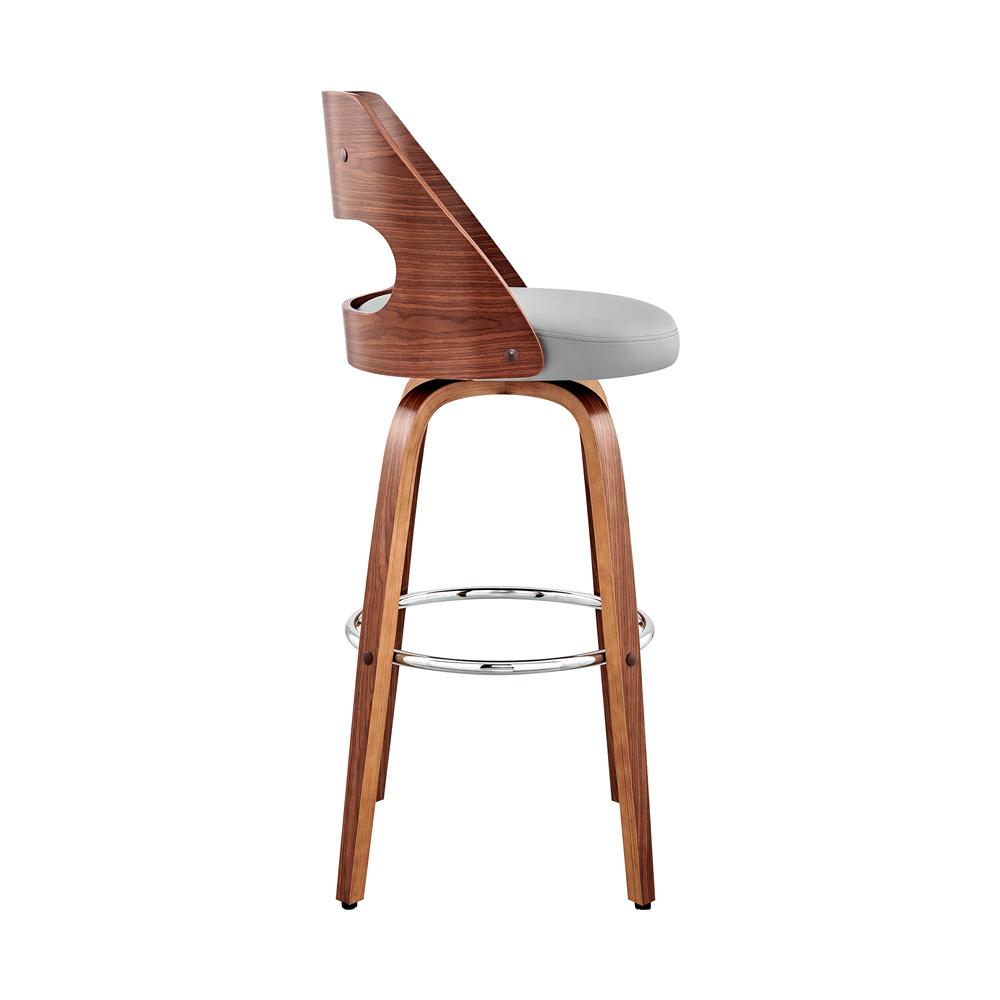 Armen Living - Julius 26in Gray Faux Leather and Walnut Wood Bar Stool - LCJUBAWAGR26 veiw 7