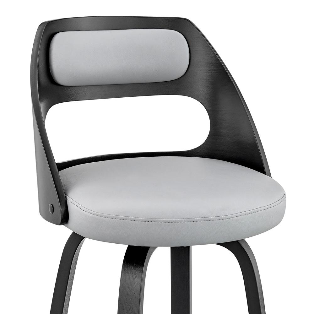 Armen Living - Julius 26in Gray Faux Leather and Black Wood Bar Stool - LCJUBABLGR26 veiw 4