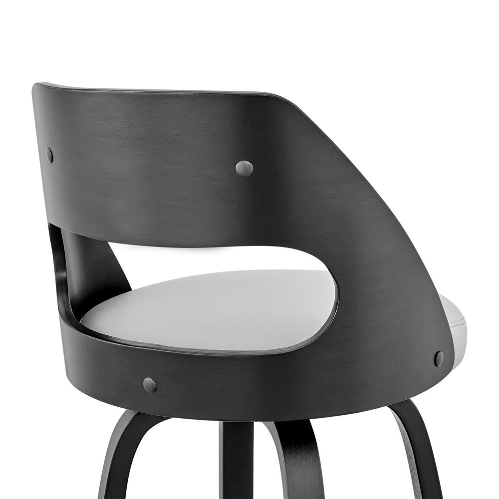 Armen Living - Julius 26in Gray Faux Leather and Black Wood Bar Stool - LCJUBABLGR26 veiw 5