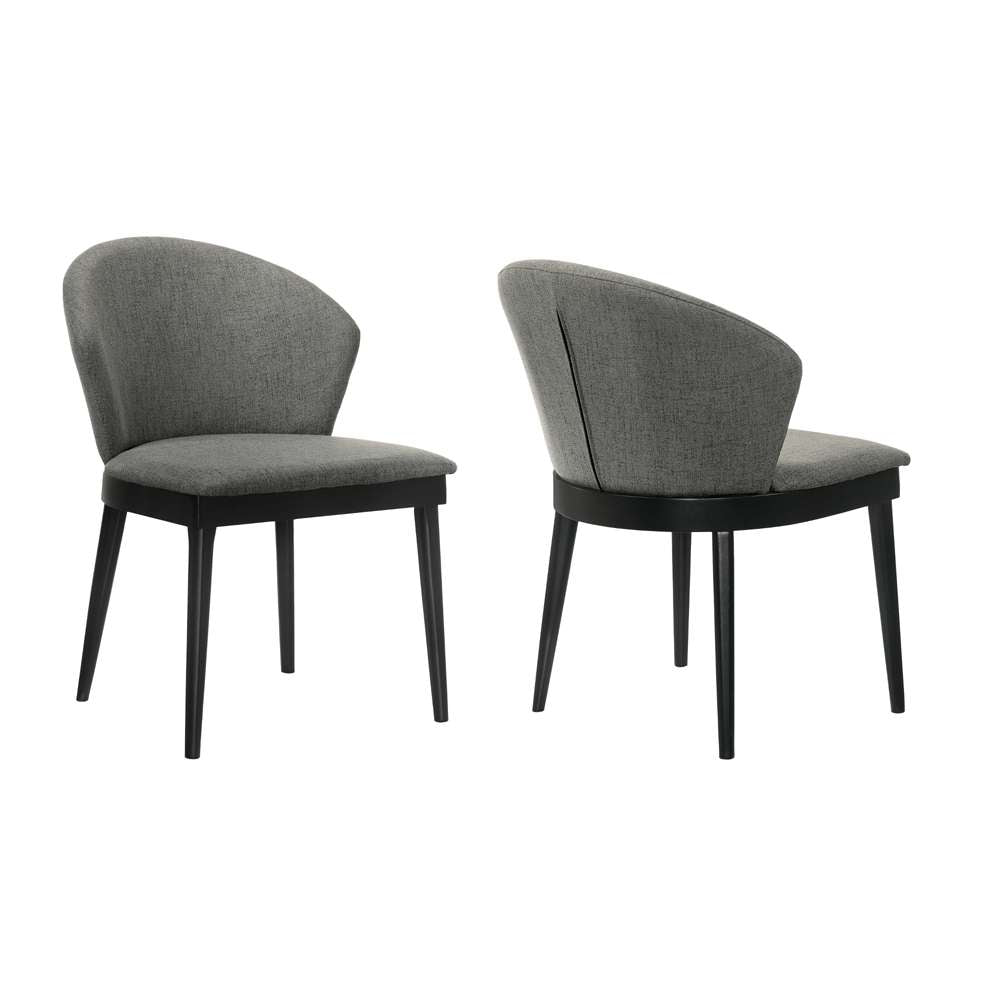 Armen Living - Juno Charcoal Fabric and Black Wood Dining Side Chairs (Set of 2) - LCJNSIBLCH veiw 1