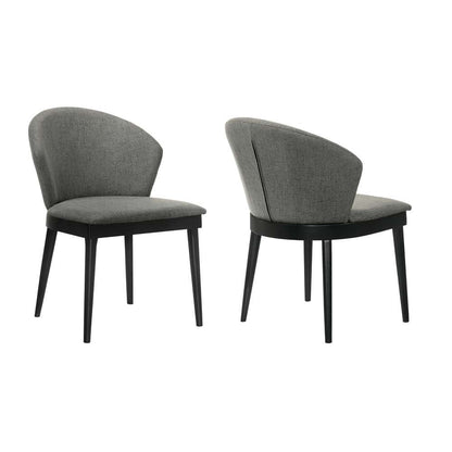 Armen Living - Juno Charcoal Fabric and Black Wood Dining Side Chairs (Set of 2) - LCJNSIBLCH veiw 1