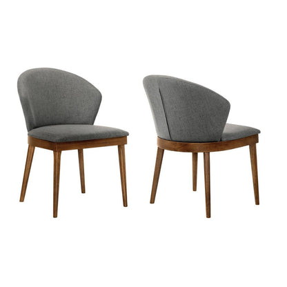 Armen Living - Juno Charcoal Fabric and Walnut Wood Dining Side Chairs (Set of 2) - LCJNSIWACH veiw 1