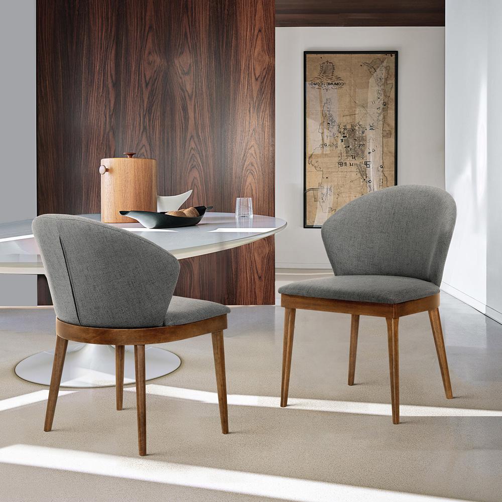 Armen Living - Juno Charcoal Fabric and Walnut Wood Dining Side Chairs (Set of 2) - LCJNSIWACH veiw 8
