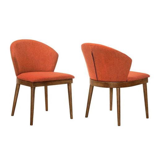 Armen Living - Juno Orange Fabric and Walnut Wood Dining Side Chairs (Set of 2) - LCJNSIWAOR veiw 1