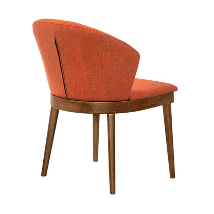 Armen Living - Juno Orange Fabric and Walnut Wood Dining Side Chairs (Set of 2) - LCJNSIWAOR veiw 2