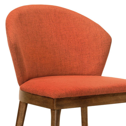 Armen Living - Juno Orange Fabric and Walnut Wood Dining Side Chairs (Set of 2) - LCJNSIWAOR veiw 3