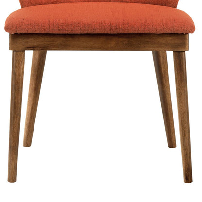 Armen Living - Juno Orange Fabric and Walnut Wood Dining Side Chairs (Set of 2) - LCJNSIWAOR veiw 5