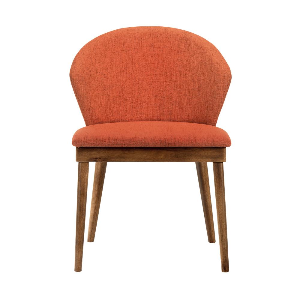 Armen Living - Juno Orange Fabric and Walnut Wood Dining Side Chairs (Set of 2) - LCJNSIWAOR veiw 6