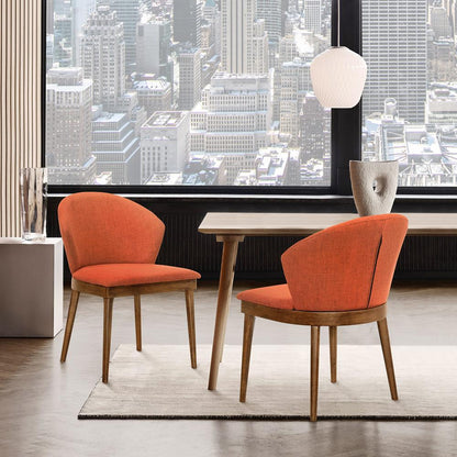 Armen Living - Juno Orange Fabric and Walnut Wood Dining Side Chairs (Set of 2) - LCJNSIWAOR veiw 7