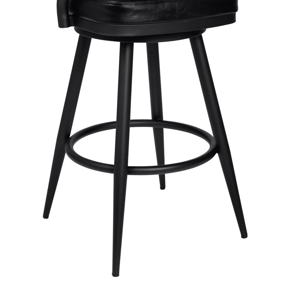 Armen Living - Justin 26in Counter Height Swivel Vintage Black Faux Leather Bar Stool with Black Metal Legs - LCJTBABLVB26 veiw 5