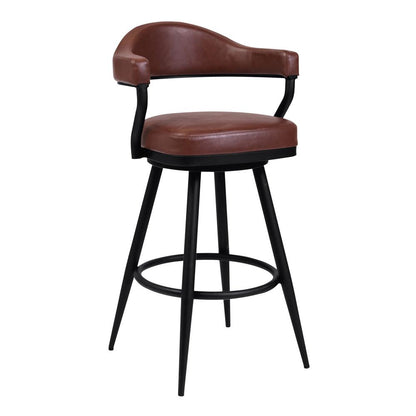 Armen Living - Justin 26in Counter Height Swivel Vintage Coffee Faux Leather Bar Stool with Black Metal Legs - LCJTBABLVC26 veiw 1