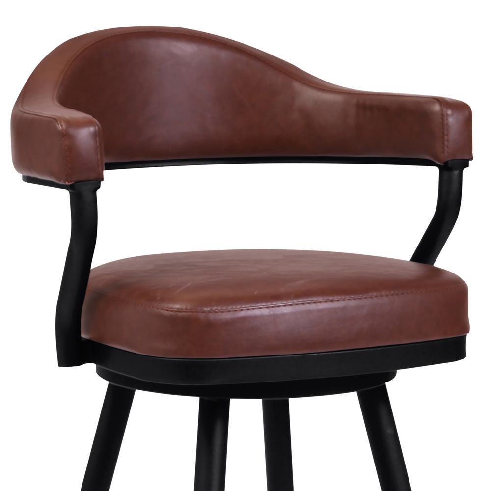 Armen Living - Justin 26in Counter Height Swivel Vintage Coffee Faux Leather Bar Stool with Black Metal Legs - LCJTBABLVC26 veiw 3