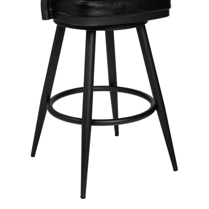 Armen Living - Justin 30in Bar Height Swivel Vintage Black Faux Leather Bar Stool with Black Metal Legs - LCJTBABLVB30 veiw 5