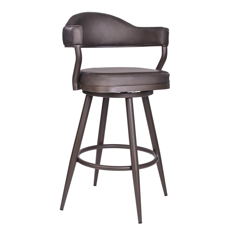 Armen Living - Justin 30in Bar Height Swivel Vintage Brown Faux Leather Bar Stool with Brown Metal Legs - LCJTBABRBR30 veiw 1
