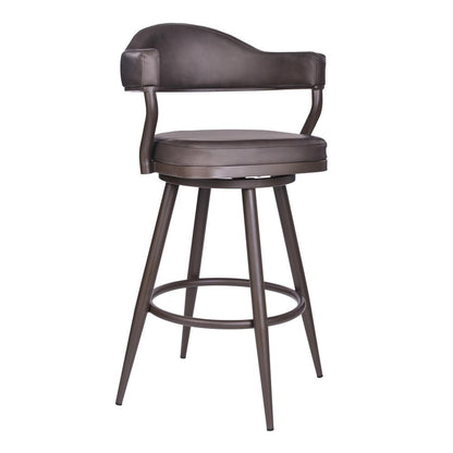 Armen Living - Justin 30in Bar Height Swivel Vintage Brown Faux Leather Bar Stool with Brown Metal Legs - LCJTBABRBR30 veiw 1