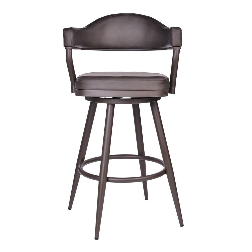 Armen Living - Justin 30in Bar Height Swivel Vintage Brown Faux Leather Bar Stool with Brown Metal Legs - LCJTBABRBR30 veiw 2