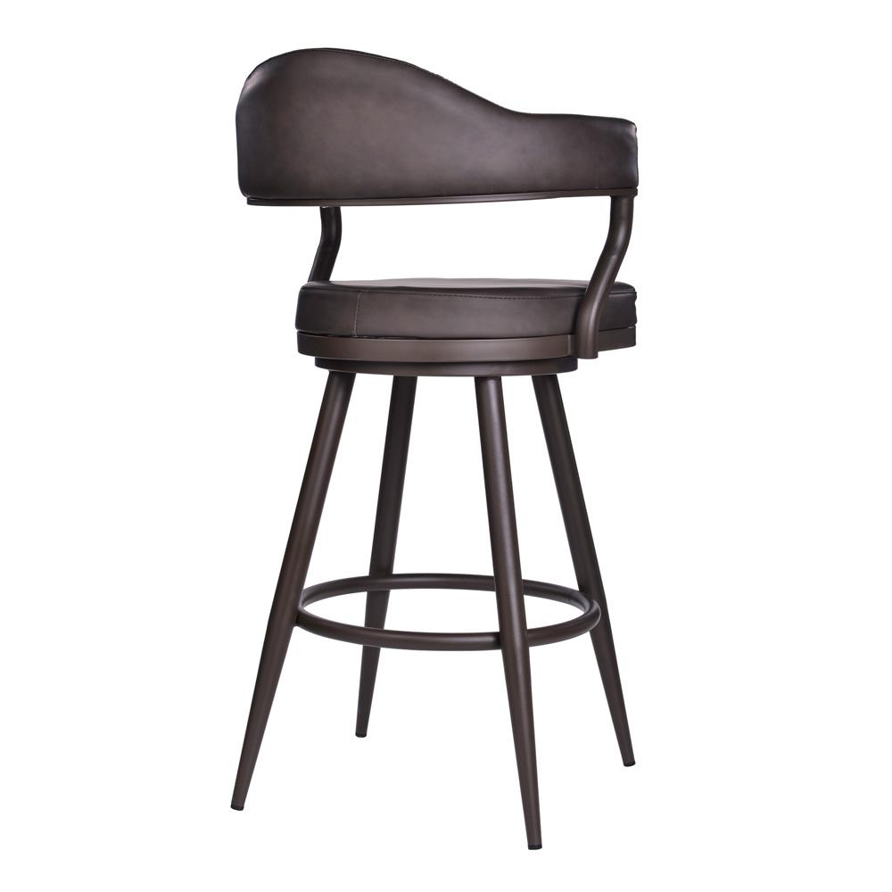 Armen Living - Justin 30in Bar Height Swivel Vintage Brown Faux Leather Bar Stool with Brown Metal Legs - LCJTBABRBR30 veiw 3