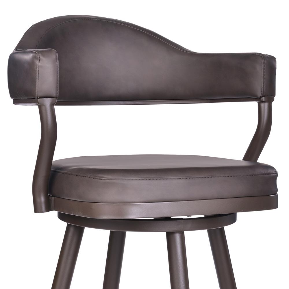 Armen Living - Justin 30in Bar Height Swivel Vintage Brown Faux Leather Bar Stool with Brown Metal Legs - LCJTBABRBR30 veiw 4
