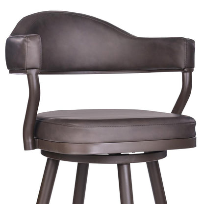 Armen Living - Justin 30in Bar Height Swivel Vintage Brown Faux Leather Bar Stool with Brown Metal Legs - LCJTBABRBR30 veiw 4