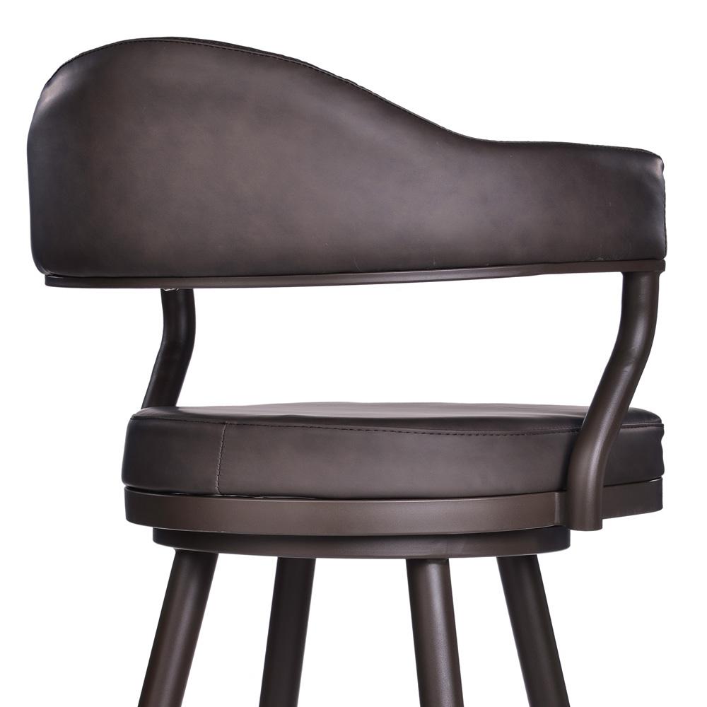 Armen Living - Justin 30in Bar Height Swivel Vintage Brown Faux Leather Bar Stool with Brown Metal Legs - LCJTBABRBR30 veiw 5
