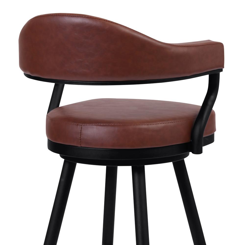 Armen Living - Justin 30in Bar Height Swivel Vintage Coffee Faux Leather Bar Stool with Black Metal Legs - LCJTBABLVC30 veiw 4