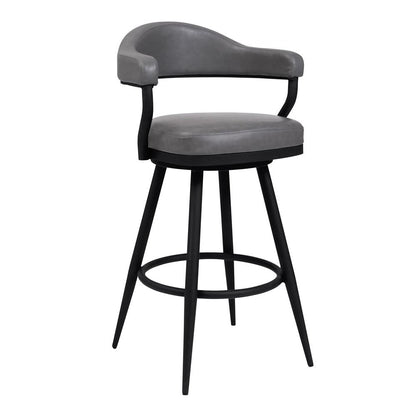 Armen Living - Justin 30in Bar Height Swivel Vintage Grey Faux Leather Bar Stool with Black Metal Legs - LCJTBABLVG30 veiw 1