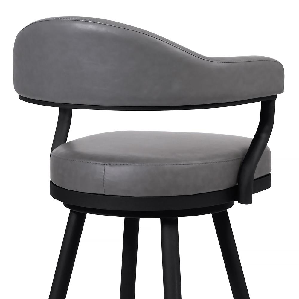 Armen Living - Justin 30in Bar Height Swivel Vintage Grey Faux Leather Bar Stool with Black Metal Legs - LCJTBABLVG30 veiw 4