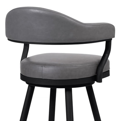 Armen Living - Justin 30in Bar Height Swivel Vintage Grey Faux Leather Bar Stool with Black Metal Legs - LCJTBABLVG30 veiw 4